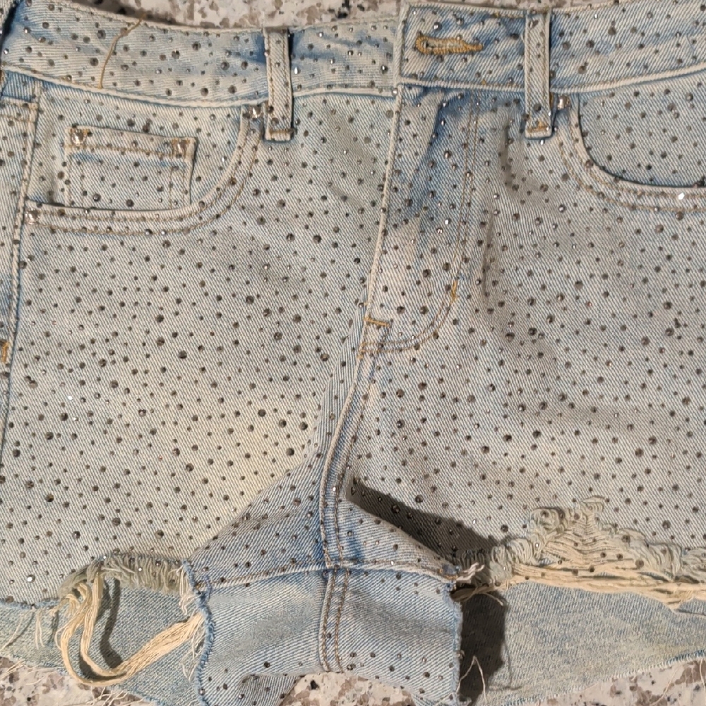 PACSUN Rhinestone Jean Shorts
